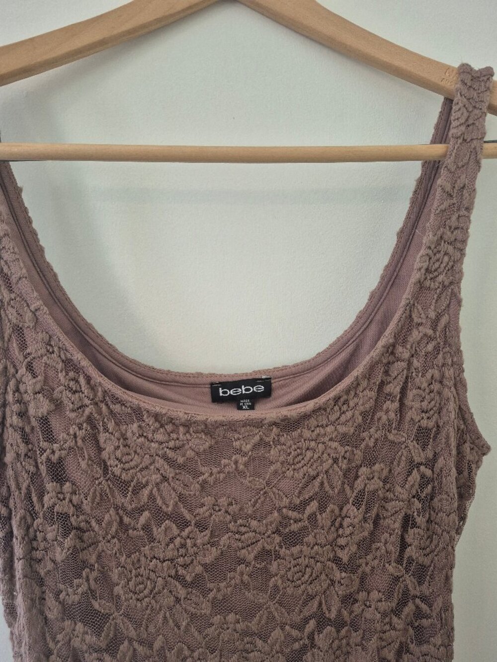 VINTAGE 90s BEBE Mocha Lace Maxi Dress Made in USA Y2K XL Fairycore Whimsigoth